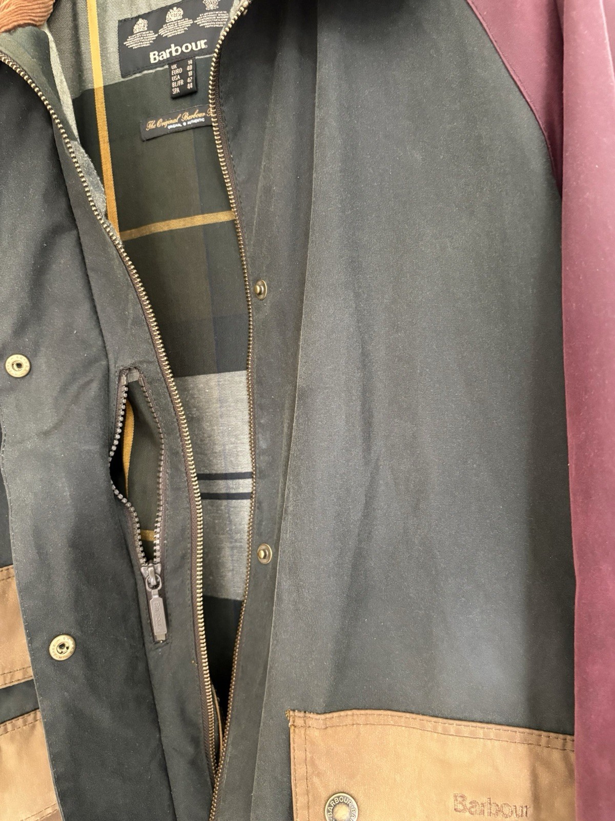 barbour luss ladies wax jacket ptp 24in Uk14