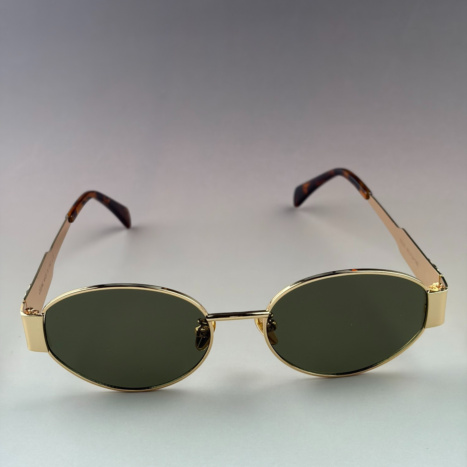 New In Box – Celine Women Men Sunglasses Triomphe Gold Metal Oval Frame Driving