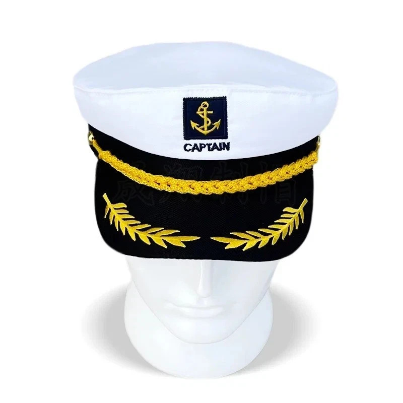 Adult Navy Captain Hat Yacht Sailor Skipper Ship Costume Hat Adjustable – Unisex