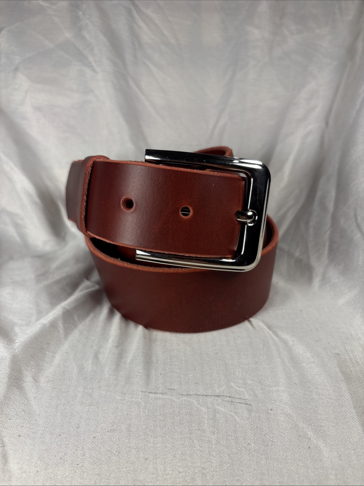 Natural Horween Chromexcel Handmade Leather Belt 1.5 Inch Raw Edge Silver Buckle