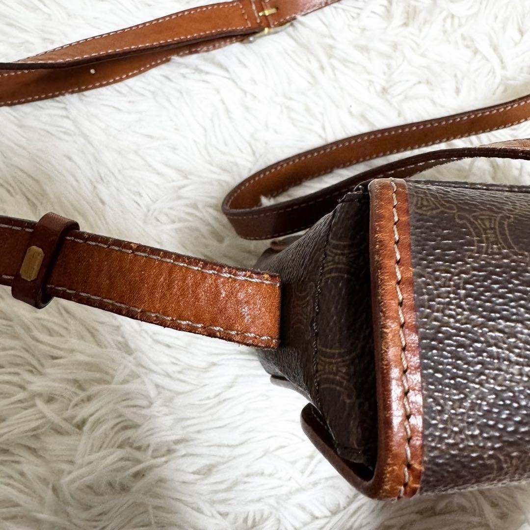 Celine Shoulder Bag Macadam Leather Crossbody Unisex Gold Gancini Japan