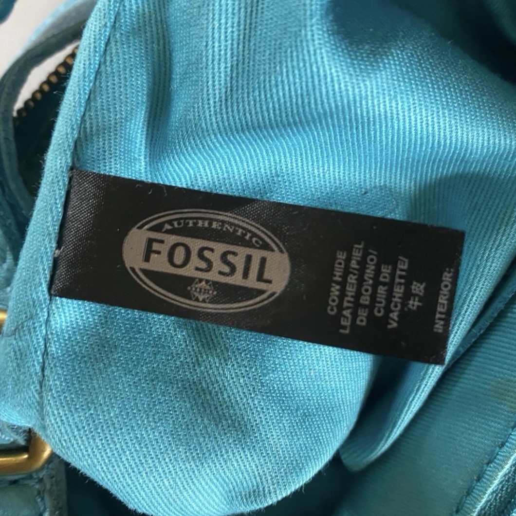 Fossil Teal Tidal Blue Erin Pebble Leather Crossbody Messenger Bag Purse
