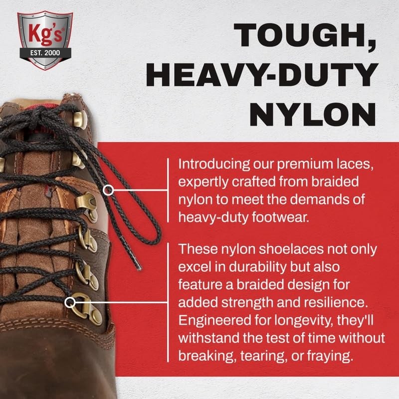 Kg’s Braided Nylon Heavy Duty Boot Laces – Durable Shoe Laces Made from Braid…