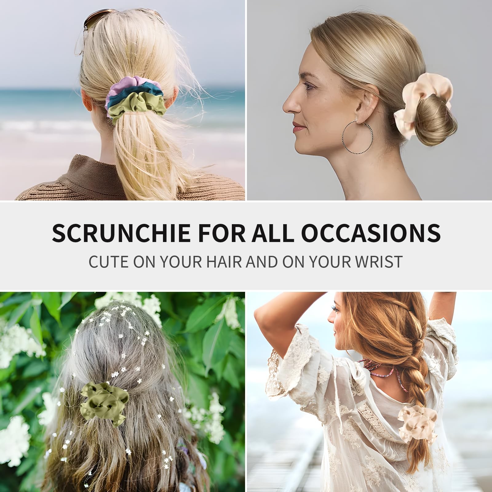 5Pcs Mulberry Silk Hair Ties,Silk Hair Scrunchies for Frizz & Breakage Preven…