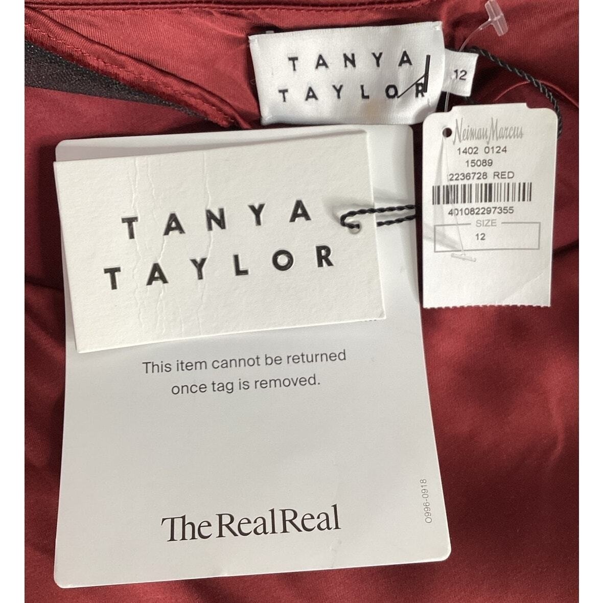 Tanya Taylor One Shoulder Mini Dress Womens 12 Burgundy Good Satin Asymmetrical
