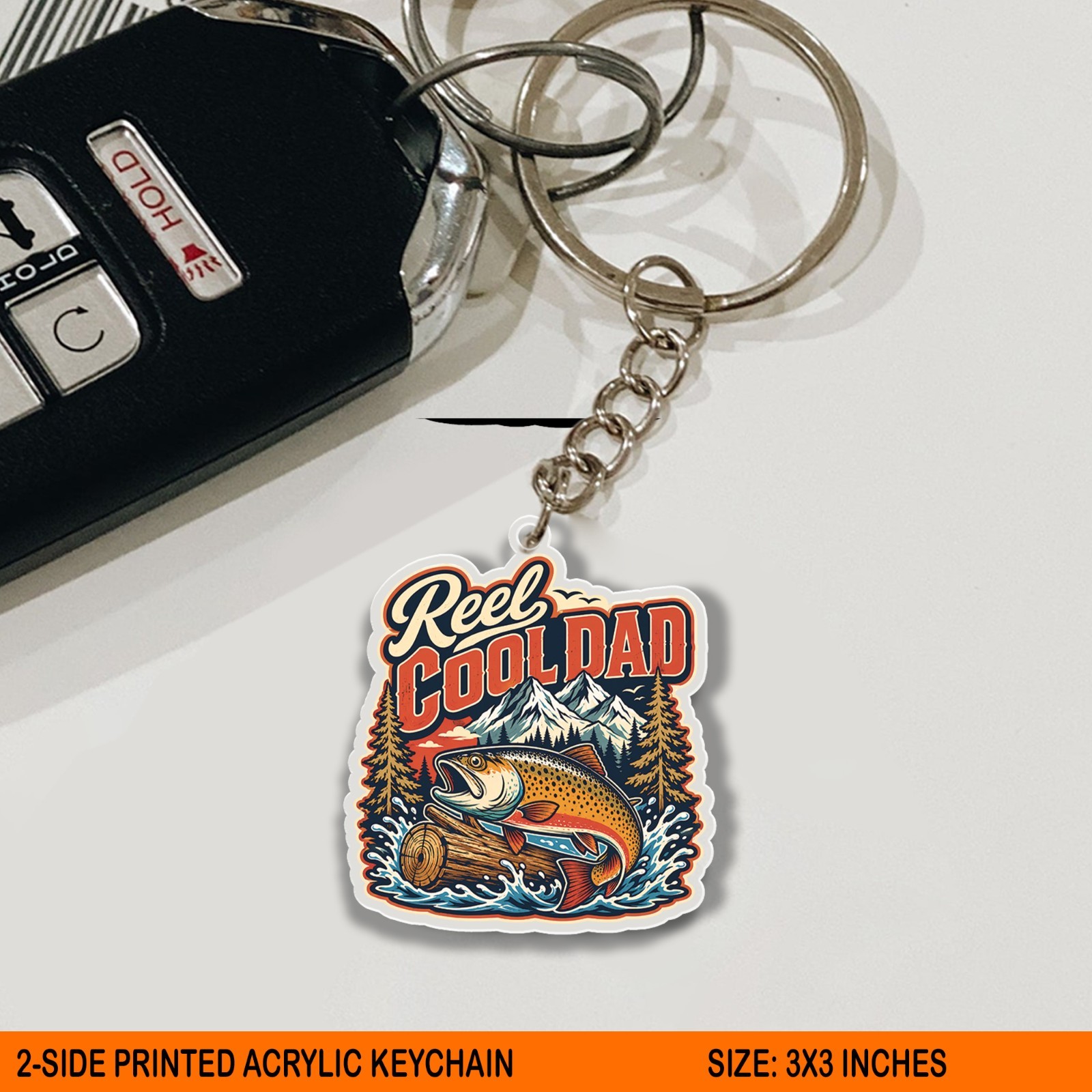 Reel Cool Dad Acrylic Keychain, Trout Fishing Father Gift