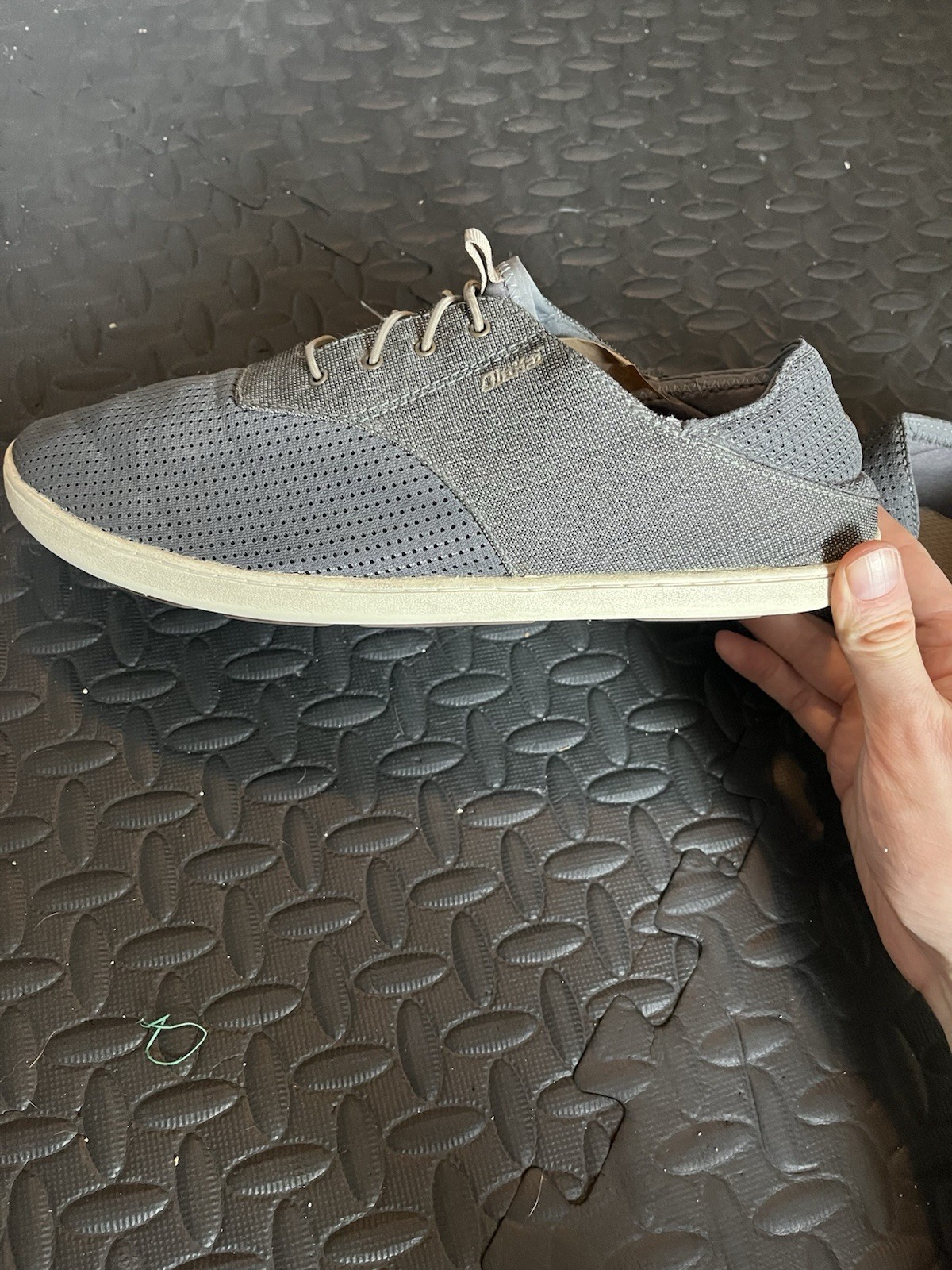Olukai Nohea Moku Sneakers Gray Mens 12 Slip On Beach Slides Laces