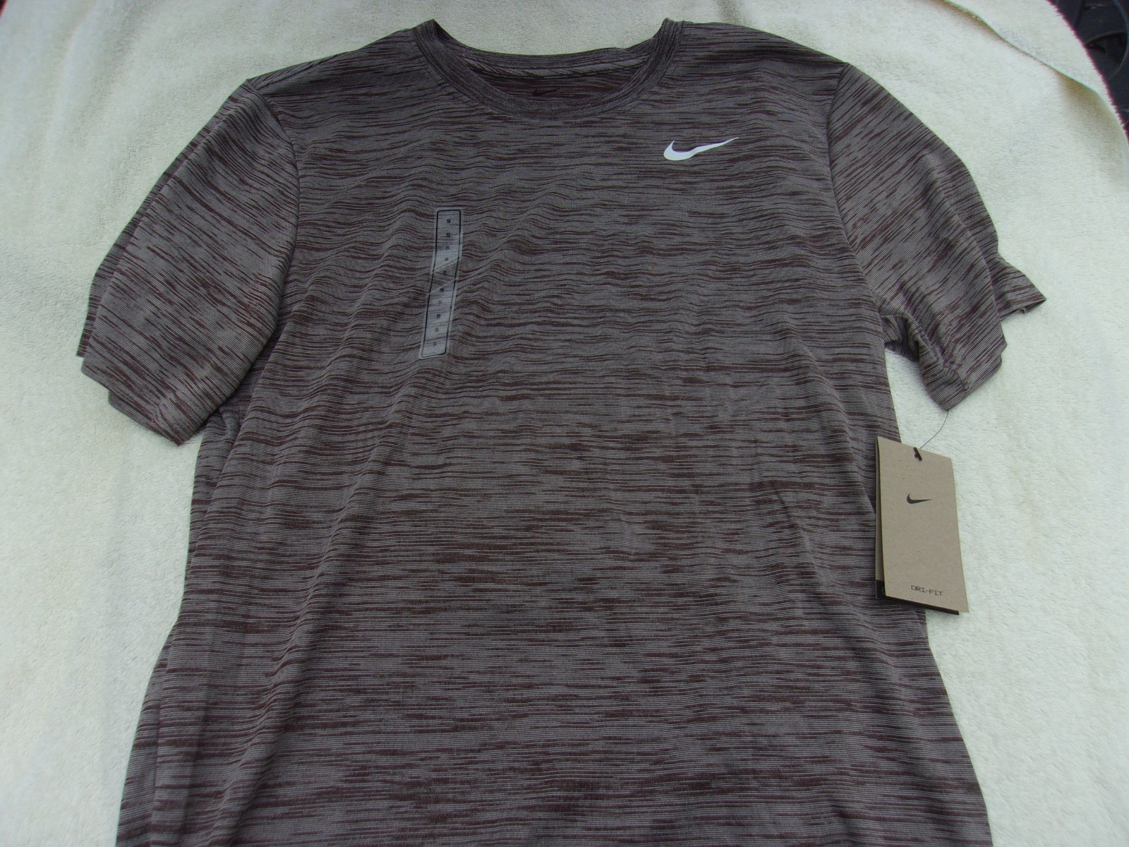 NWT Nike dri fit T, men’s S, M, L, XL, XXL, heather brown, 100% polyester, $35