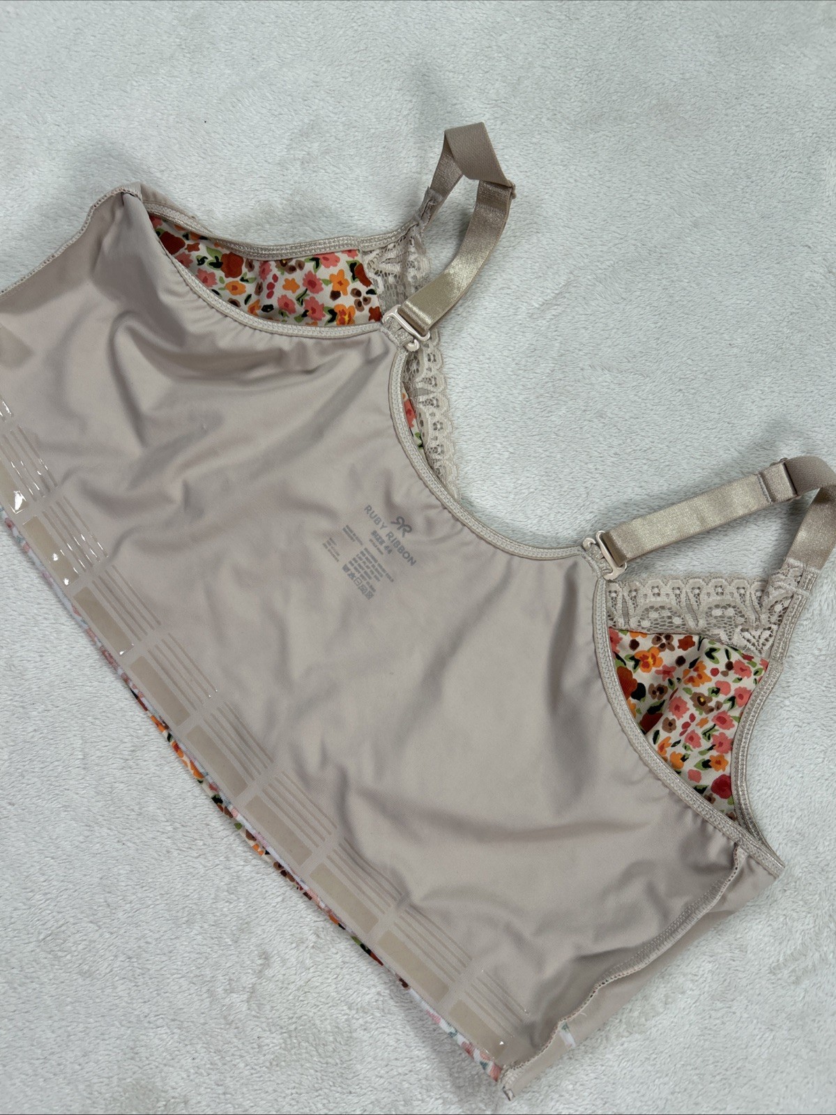 Ruby Ribbon Bra Heritage Lace Demiette Floral Size 44