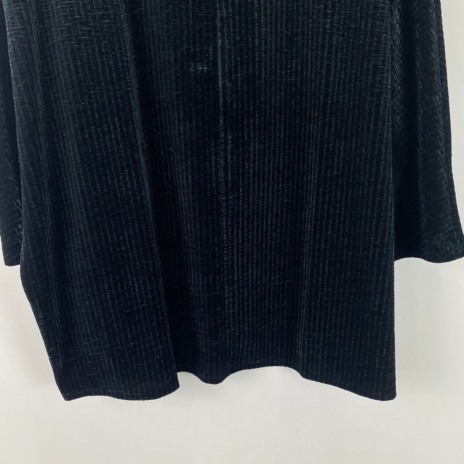J Jill Wearever Crushed Velvet Wedge Top Size 2X Black 3/4 Dolman Sleeves