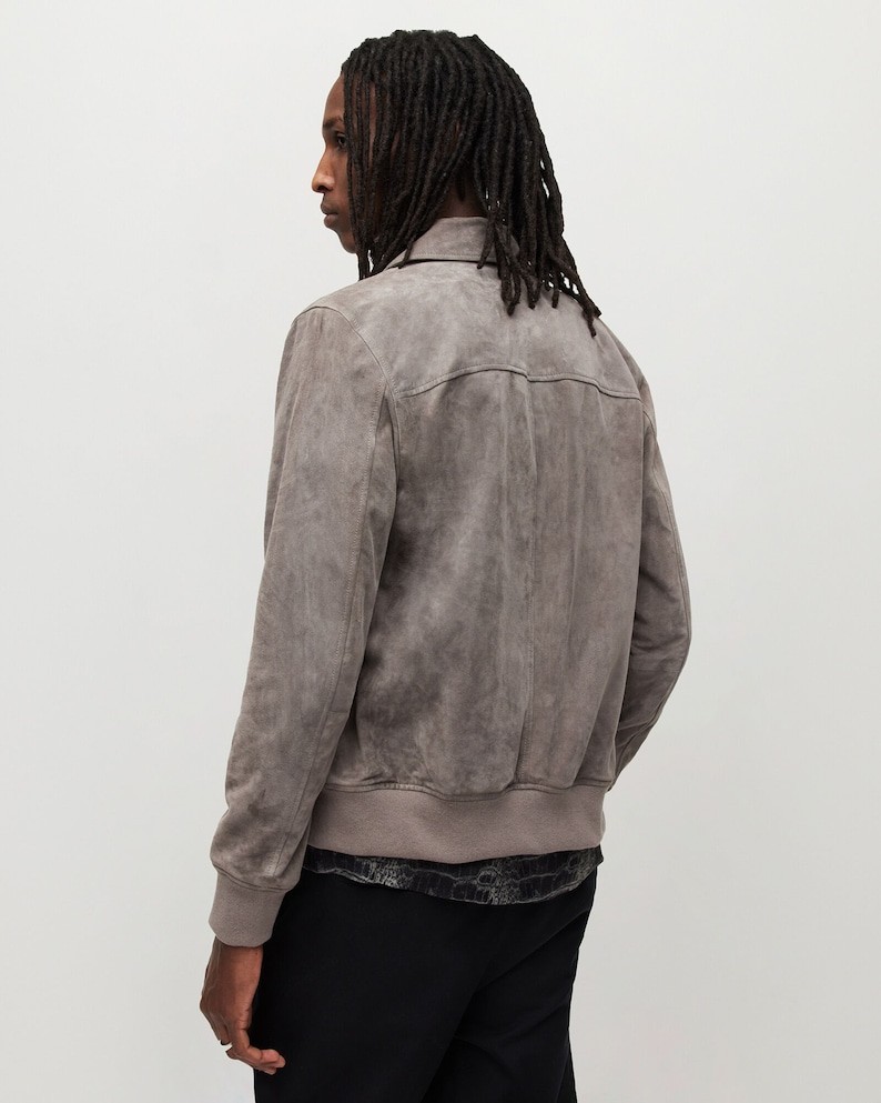 Men Gray Classic Handmade Stylish Suede Leather Jackets Premium Quality Coat