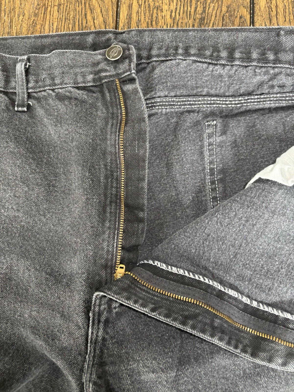 Dickies Men’s black Denim Jeans Dark Wash Relaxed Fit Straight heavy Sz 44×32