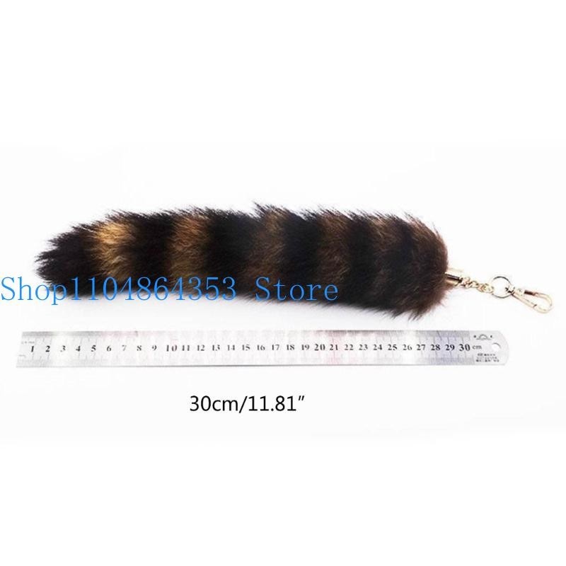 Plush Fox Raccoon Tail Keychain Soft Fur Charm Pendant Car Bag Keyring Cute Gift