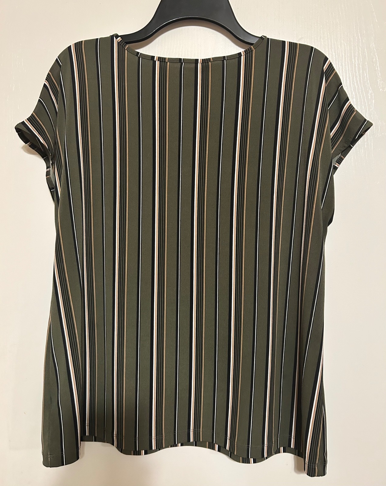 liz claiborne top medium striped blouse army green