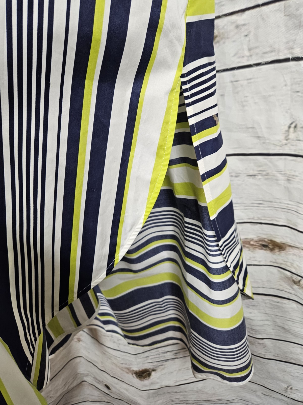 Carla Rockmore Striped Shirt Dress XL Midi NEW Cotton Blend Navy Green