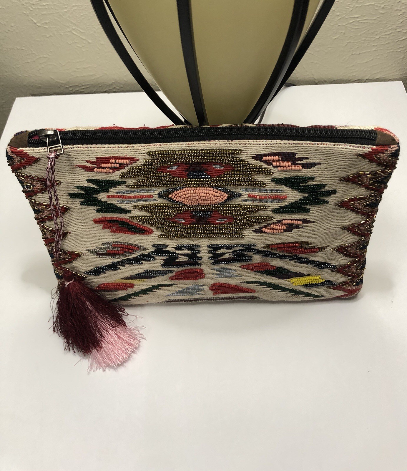 Clutch Artisan Tapestry ￼style Western Print Bead Bag