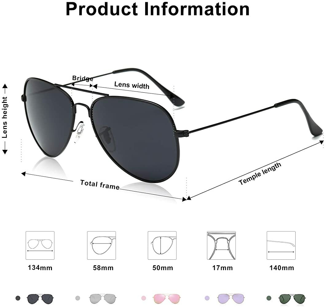 Polarized Aviator Sunglasses For Men Women Unisex Vintage Driving Sport Sunglass
