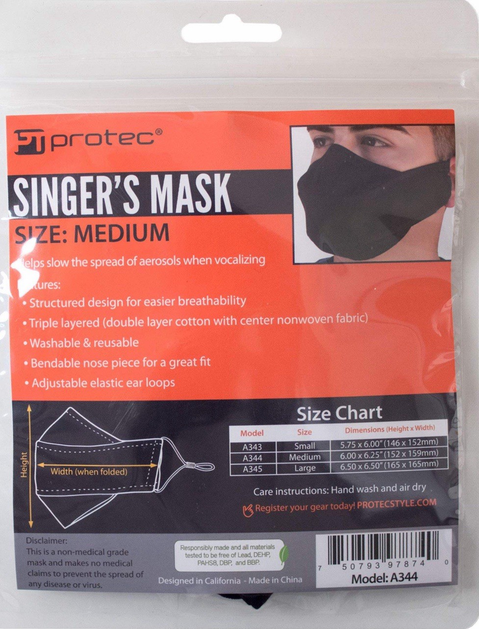 Black Protec Singer’s Masks S, M, L NEW Lot Of 53!