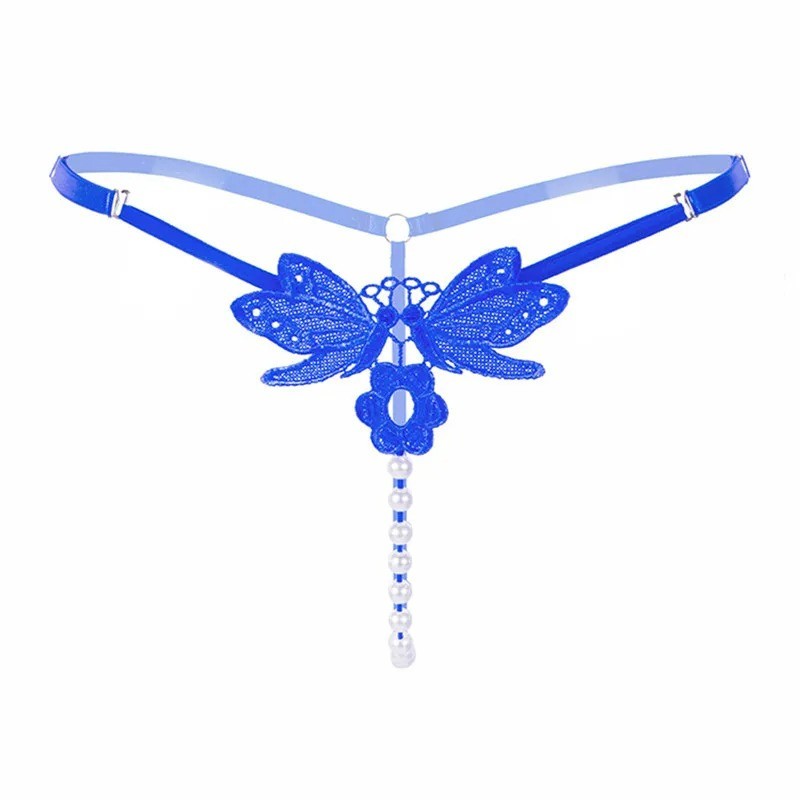 Sexy Women Lace Pearl Thong G-string Panties Lingerie Underwear Crotchles T-back