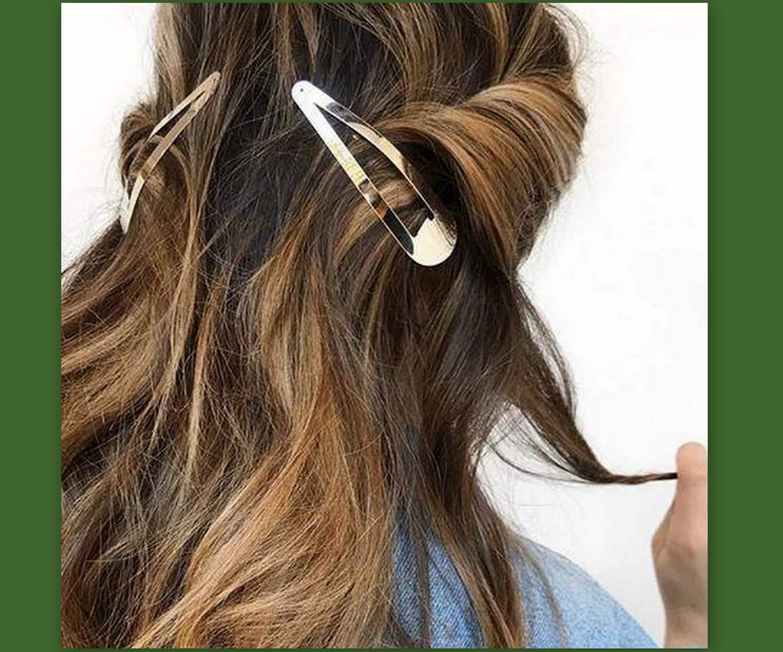 2 Extra Large 4″ Metal Snap Hair Clips pair Minimalist side Barrettes for Women