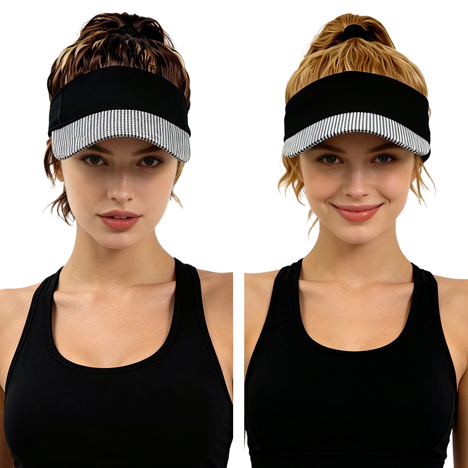 Women’s Baseball Cap with Attached Ponytail Wig Hair Sports Sun Hat Adjustable