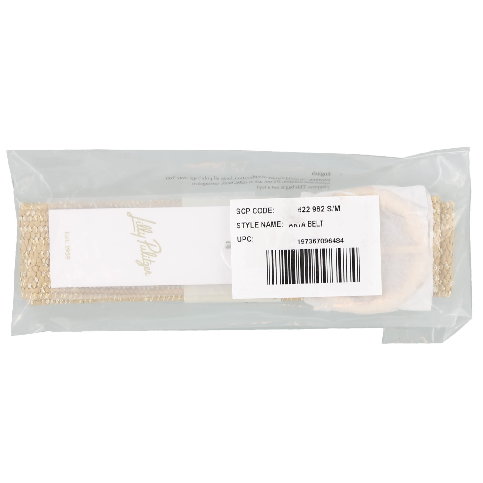 Lilly Pulitzer Arta Belt, Women’s Stretch Gold Metallic Woven Buckle Design