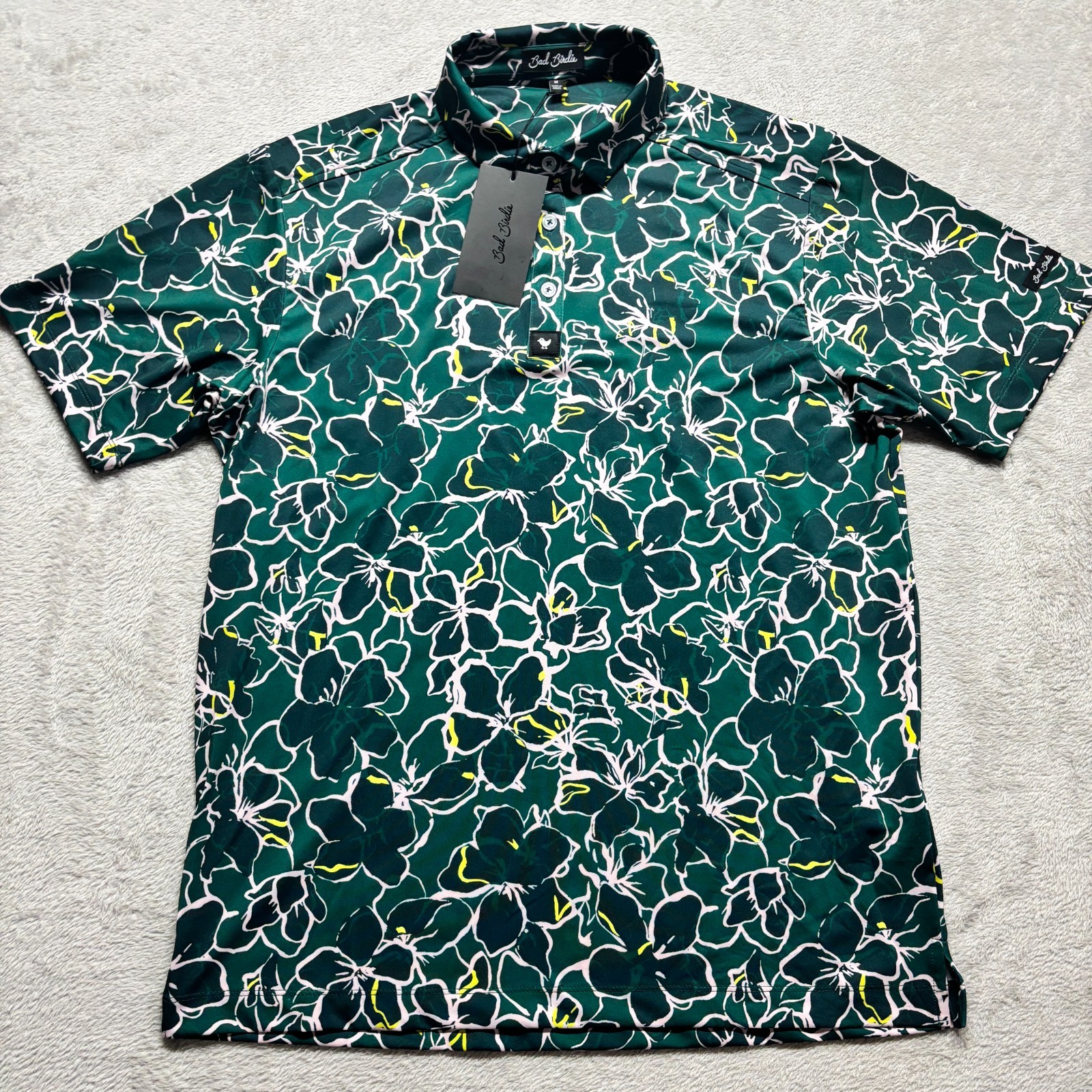 NWT Bad Birdie Polo Azalea Collection Golf Shirt Mens M Geometric Floral MSRP$84
