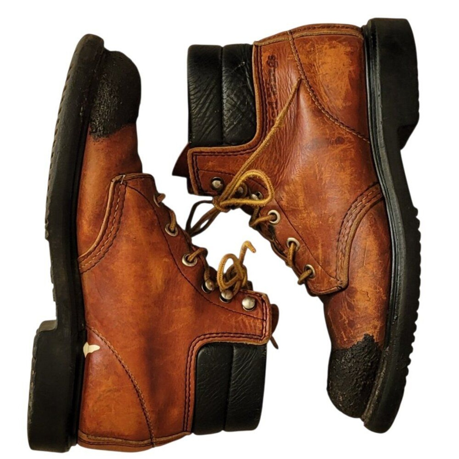 Vintage Red Wing Women’s 7 Leather Lace-Up Work Boots Tuff Toe USA Super Sole