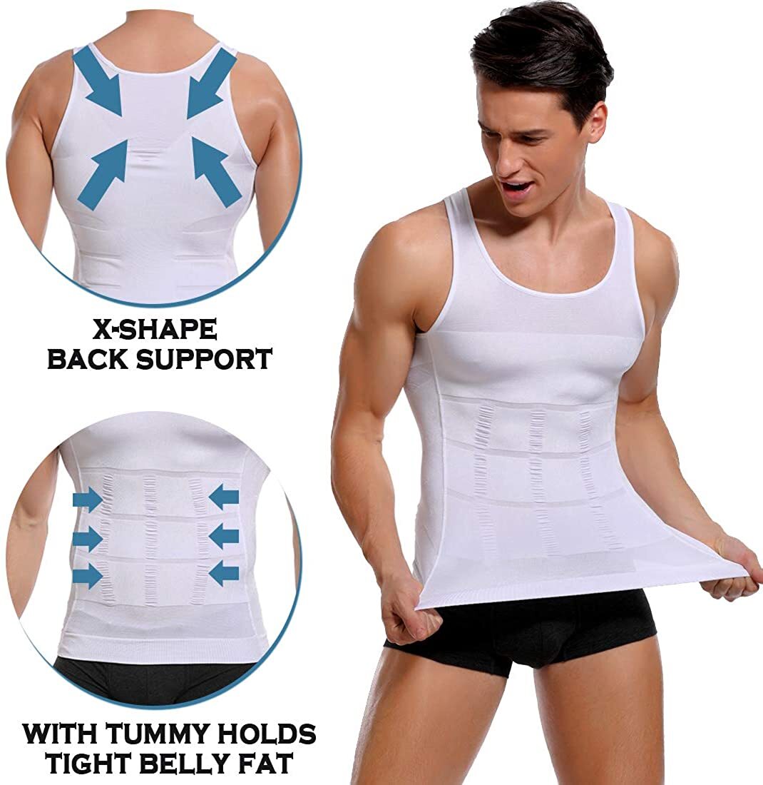 5 Pack Men Body Shaper Slim Belly Vest Compression Underwear Tank Tops Shapewear