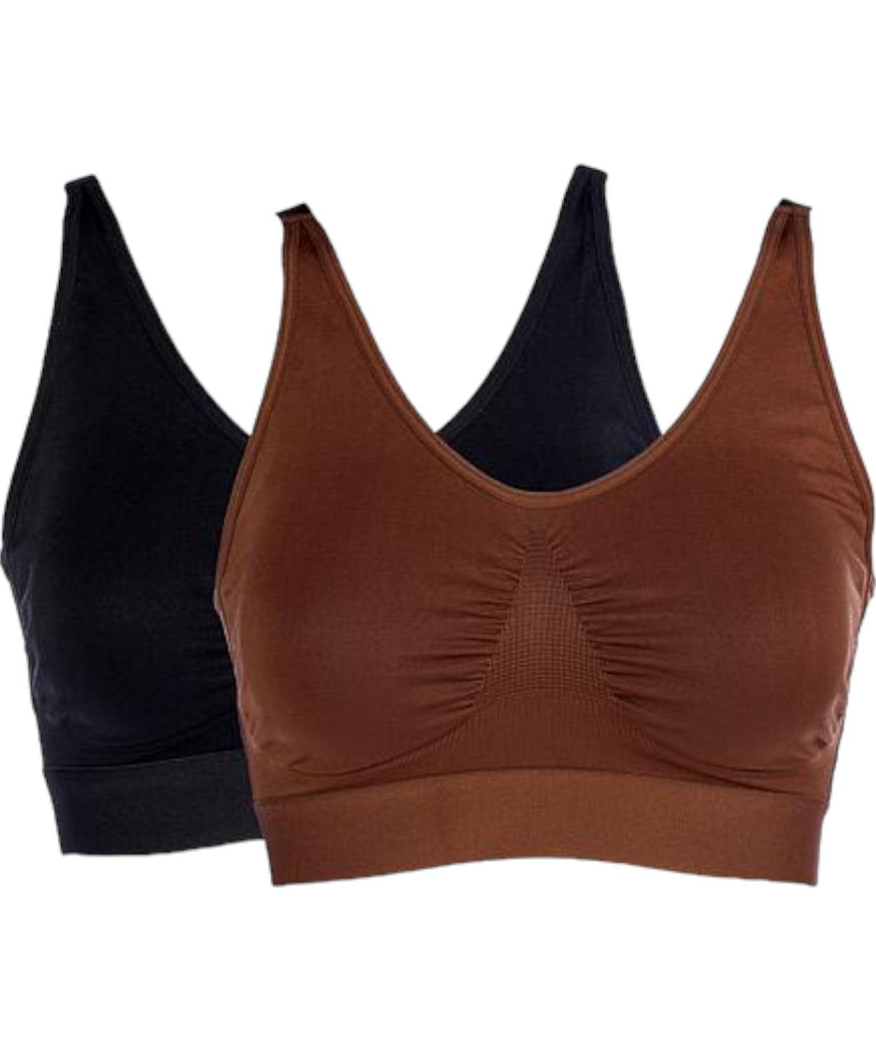 Rhonda Shear 2-pack Crossback Ahh Bra Black/Mahogany
