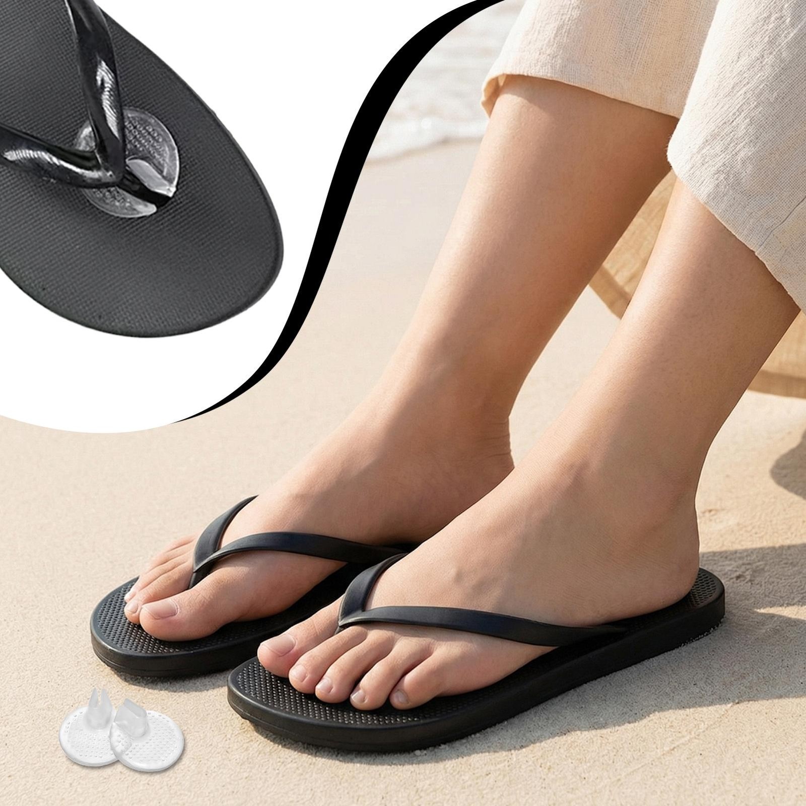 Silicone Thong Sandal Toe Protectors Gel Cushion Flip Flop Guards 1 Pair Set