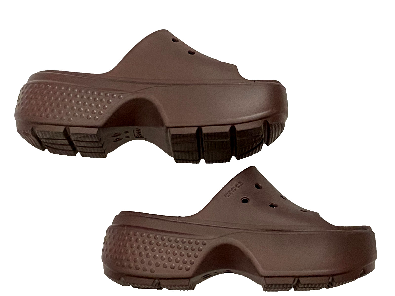 NWOT Crocs Stomp Unisex Platform Brown Slides Size US W 8 M 6