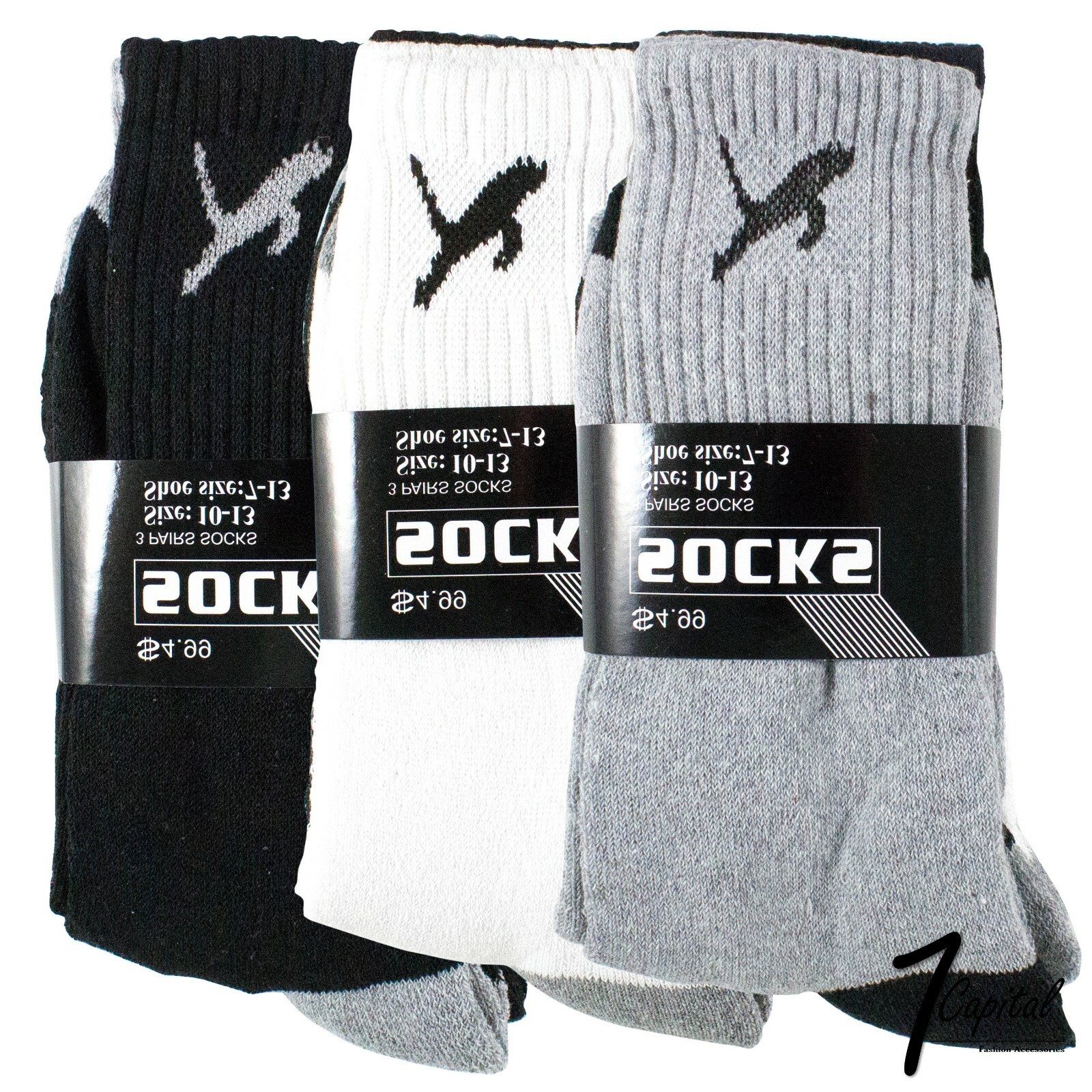 Lot 3-12 Pairs Mens Solid Sports Athletic Work Plain Crew Socks Size 9-11 10-13