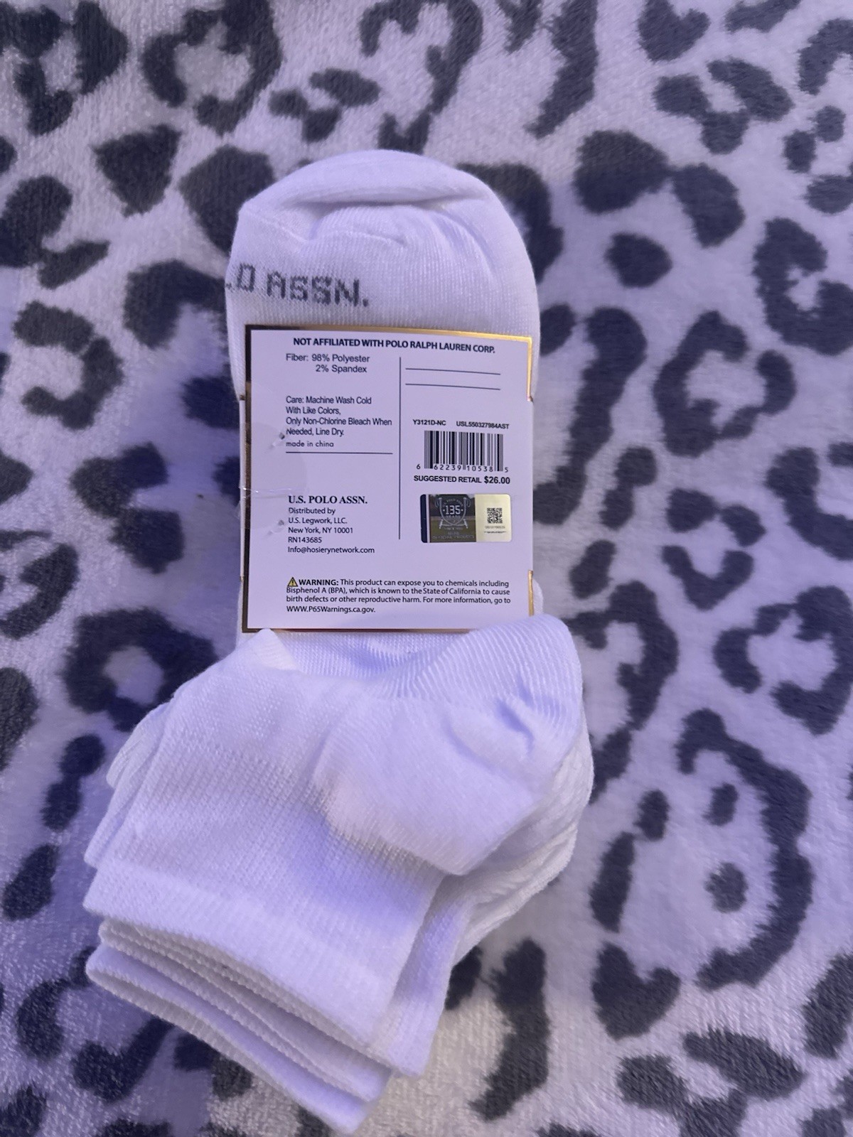 US Polo Assn. Womens Quarter Crew Socks White Solid 10 Pairs Size 4-10
