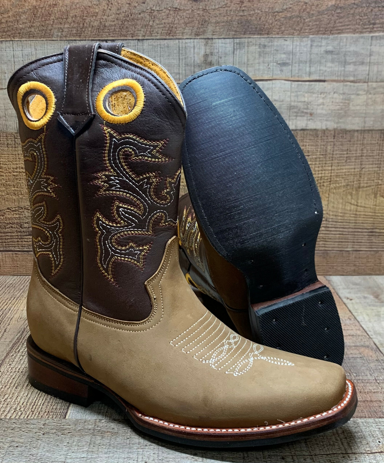 Women’s Western Rodeo Cowgirl Boots Genuine Leather Square Toe Botas Vaqueras