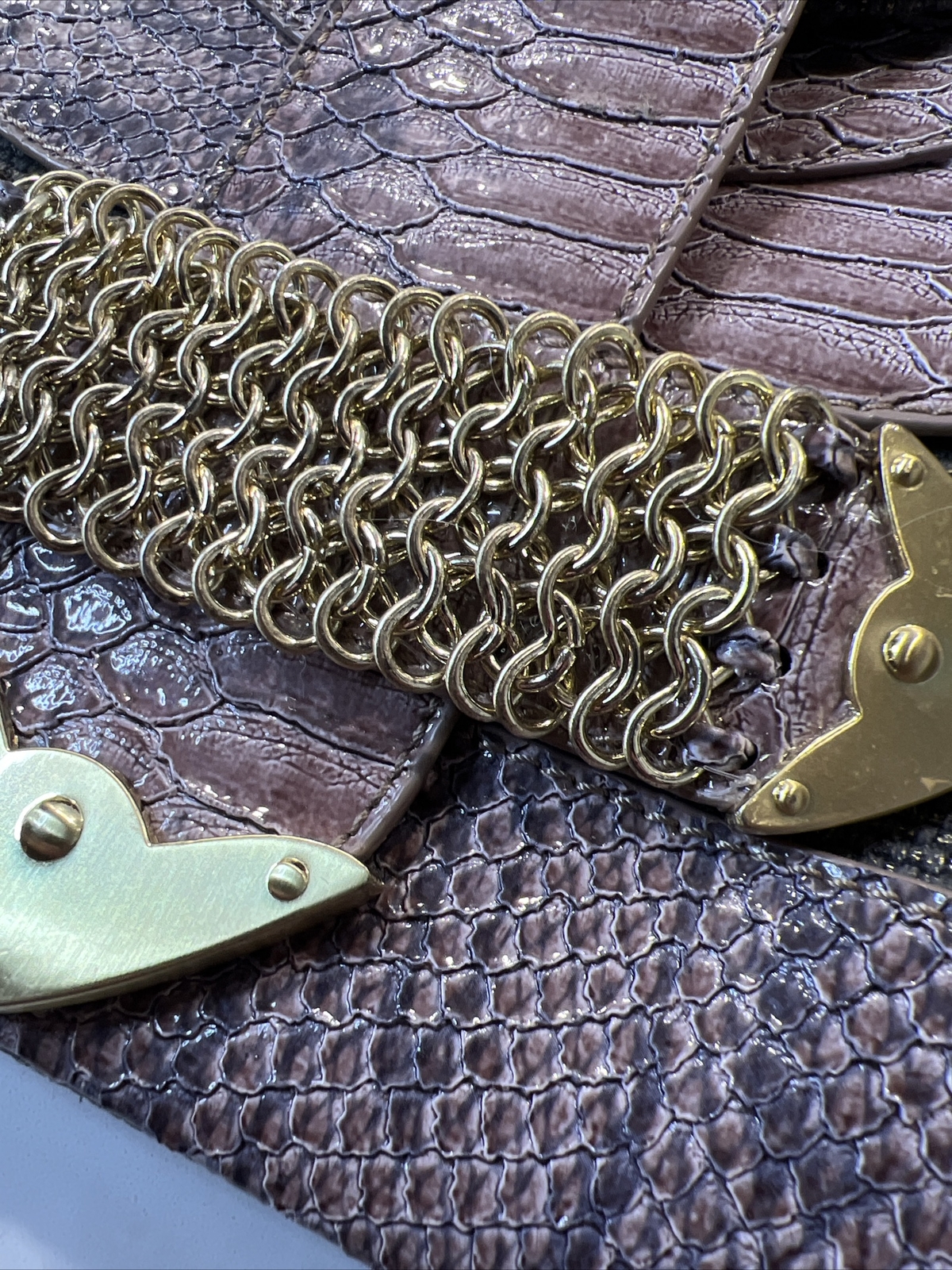 The Look by Randolph Duke Faux Croc Embossed Handbag Pink Purple Bling Bag