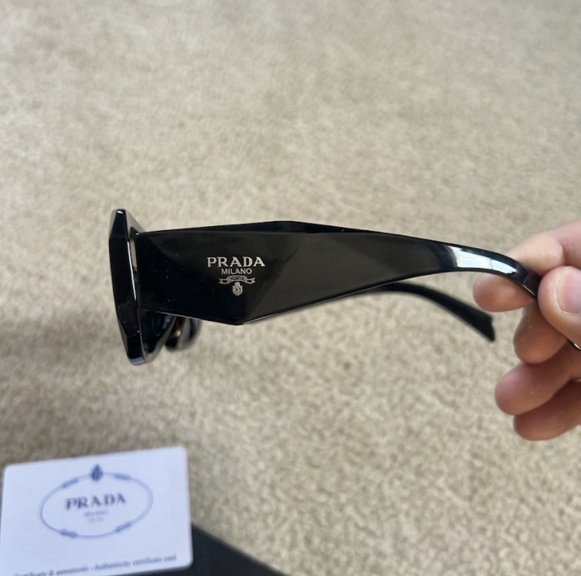 PRADA SPR17WS Women’s Rectangle Sunglasses Black Frame/Lens UV400 49-20 145