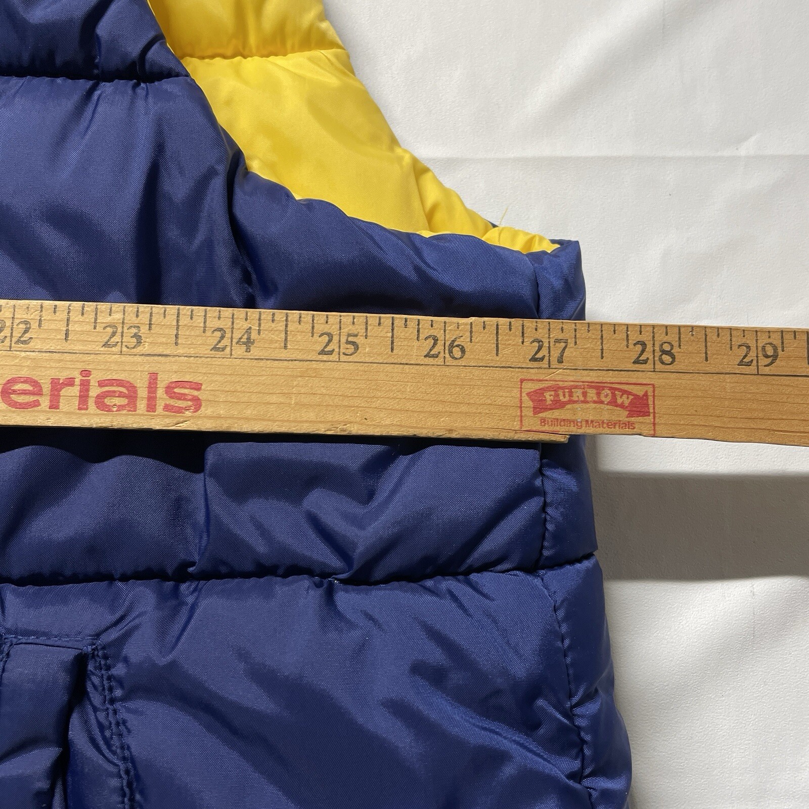 Vintage Puffer Jacket Vest Men’s XL Blue Yellow Zip Quilted Hipster Streetwear