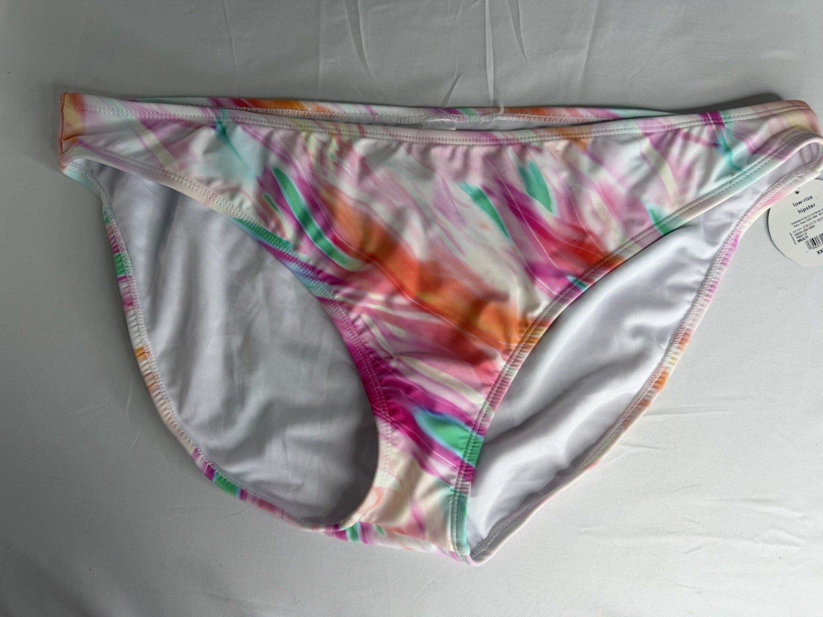 Decree Bikini Swim Bottoms Low Rise Hipster Abstract Swirl Print Size XXL NWT