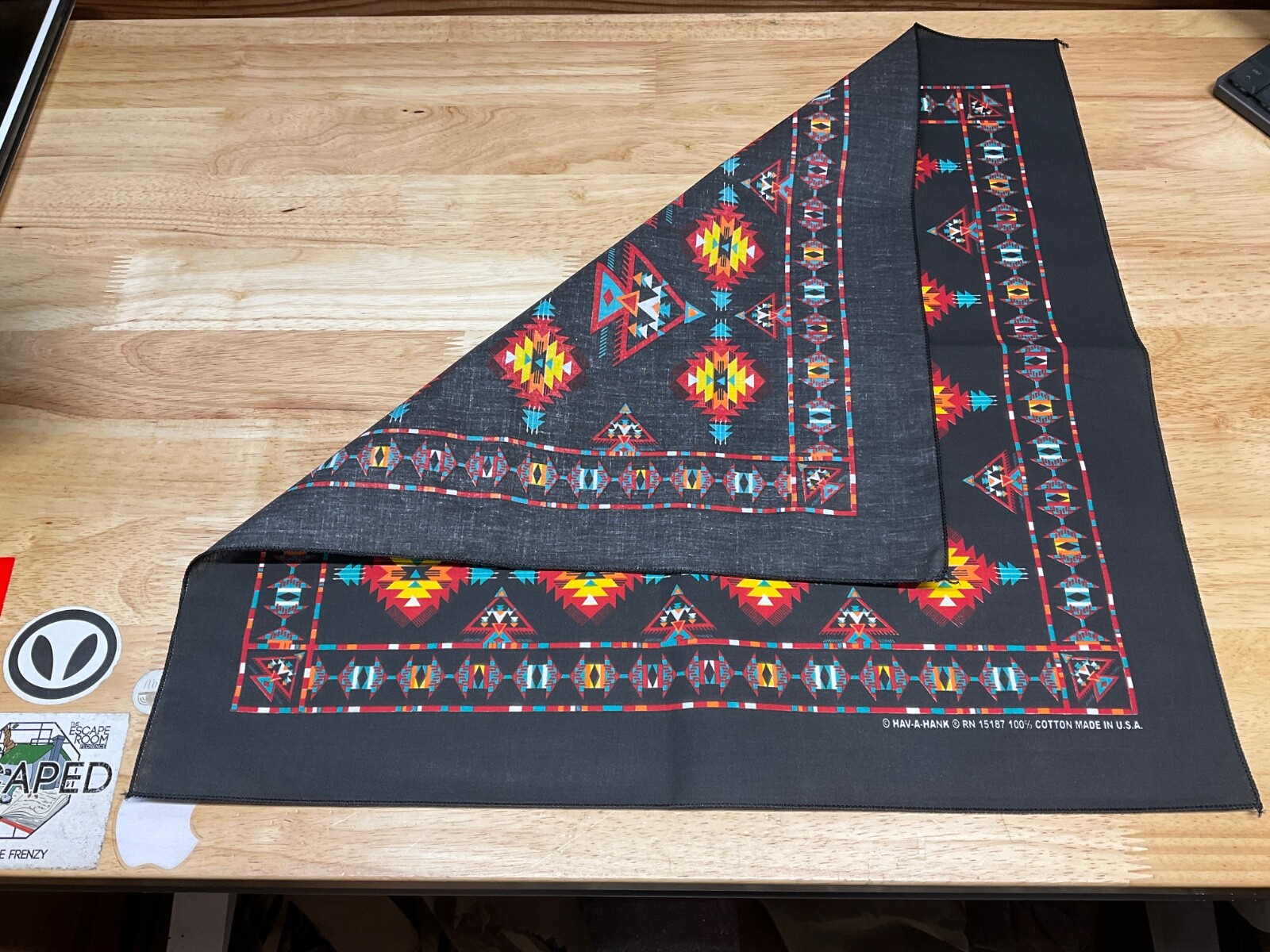 Apache Bandanna Approx 22″x22″ 100% Cotton USA made Bikers to Hikers Crafts Fun