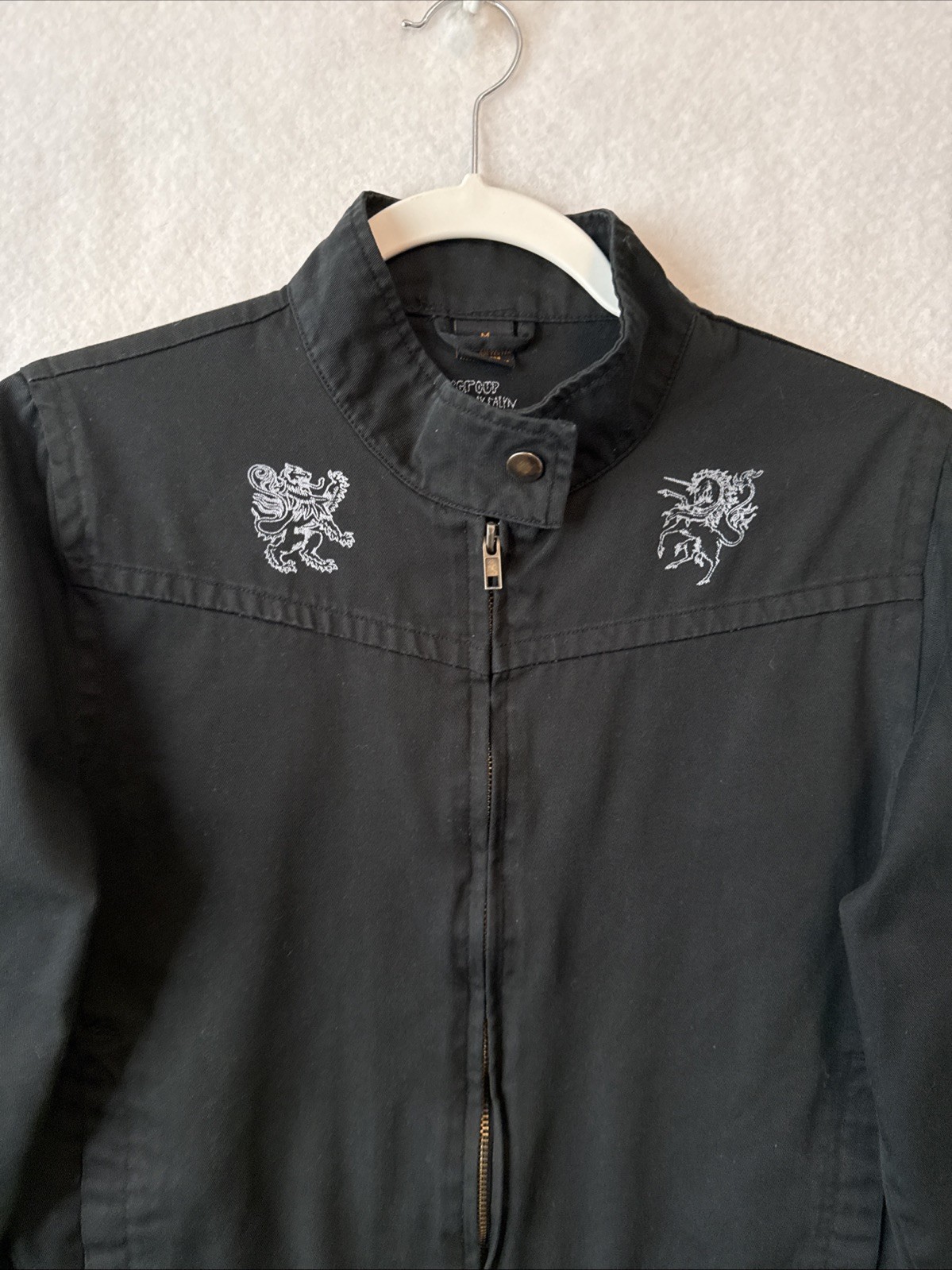 Playgroup By Ralyn Goth Punk Crest Mandarin Collar Full Zip Jacket M Streetwear