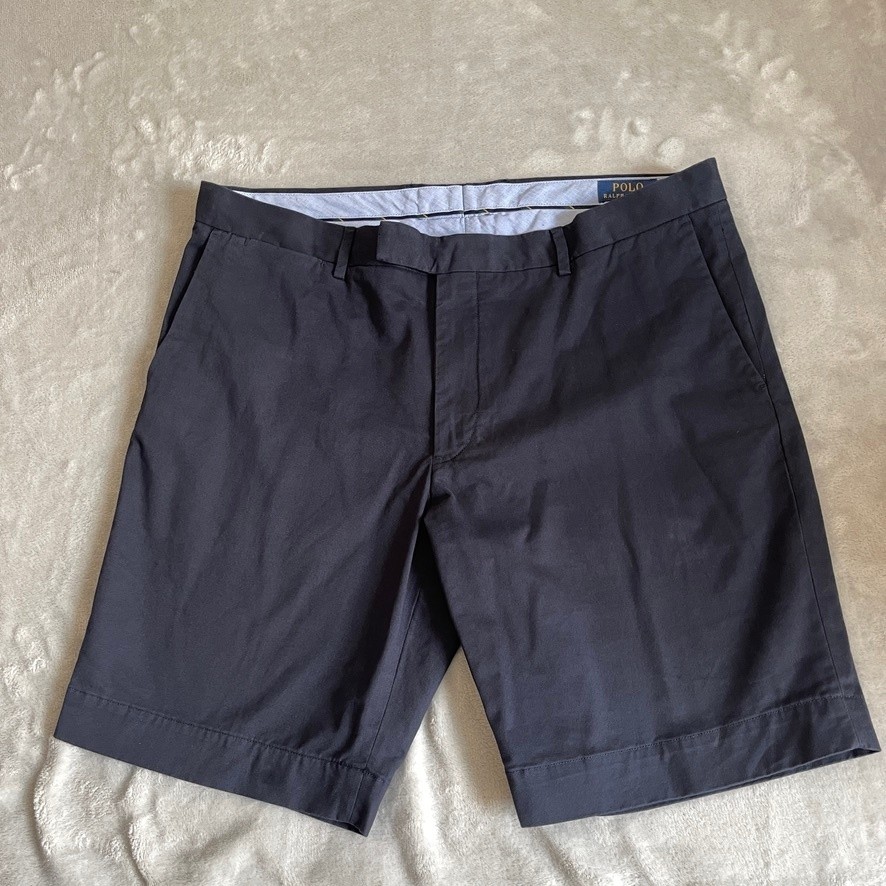 Polo Ralph Lauren Chino Shorts Mens W37 Navy Slim Stretch Flat Front 9in