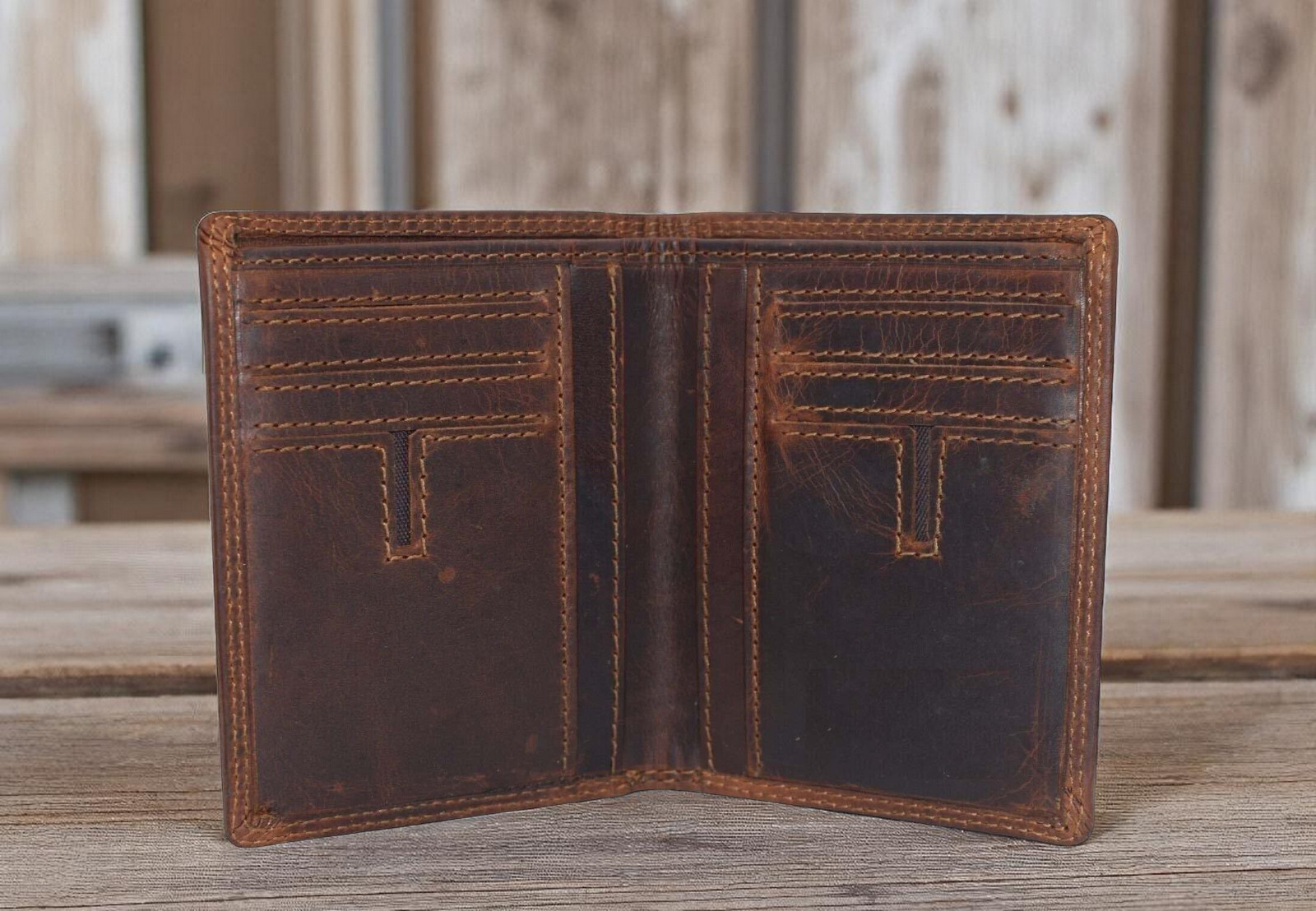 Vintage Leather Mens Slim Bifold Wallet RFID Blocking Credit Card Holder Wallets