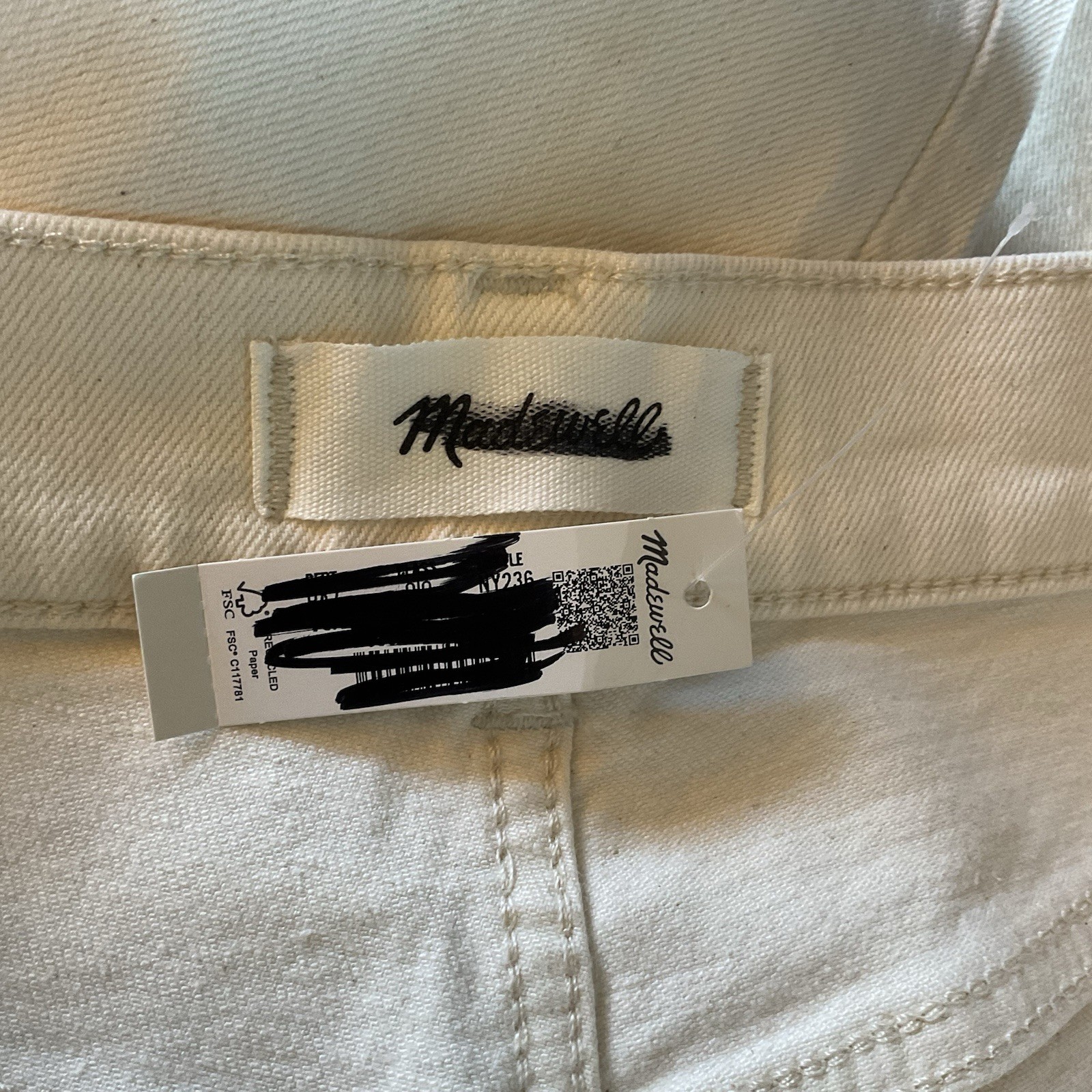 Madewell The Longline Straight Jean Vintage Canvas Ivory 29 NEW Capsule Wardrobe