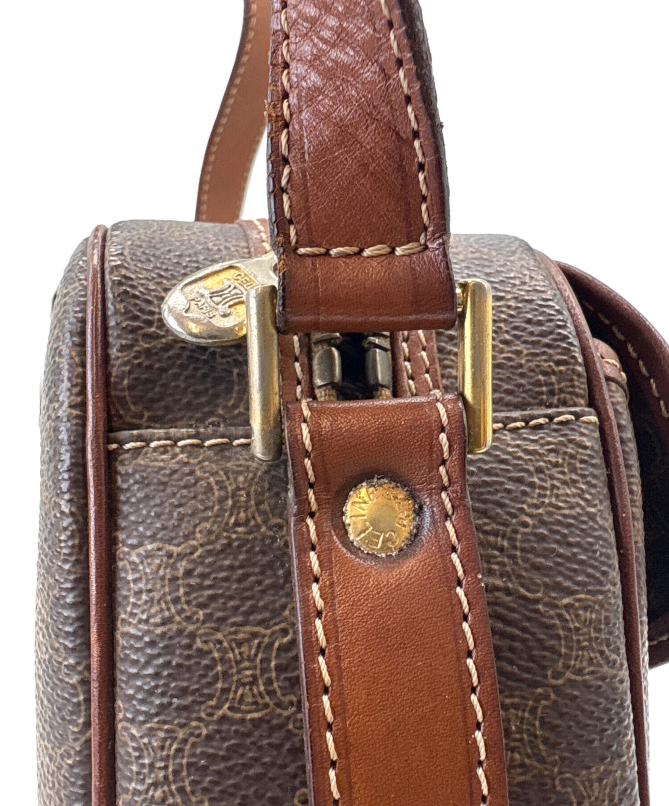 CELINE Macadam Shoulder Bag Brown Women Pre-owned Japan F/S USED