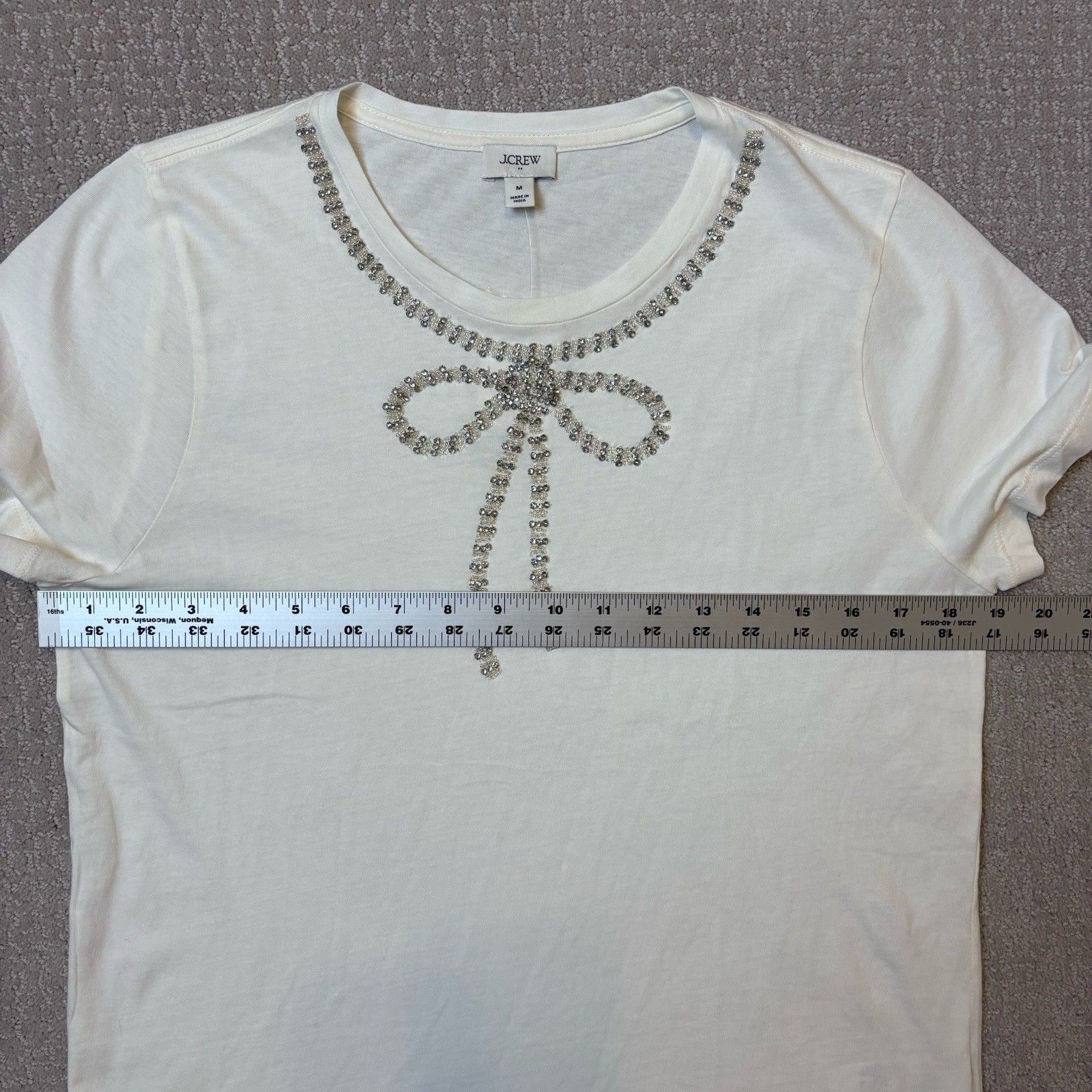 NWT J. Crew Women’s M Crystal Embellished Bow Top $89 Preppy Elegant Modern