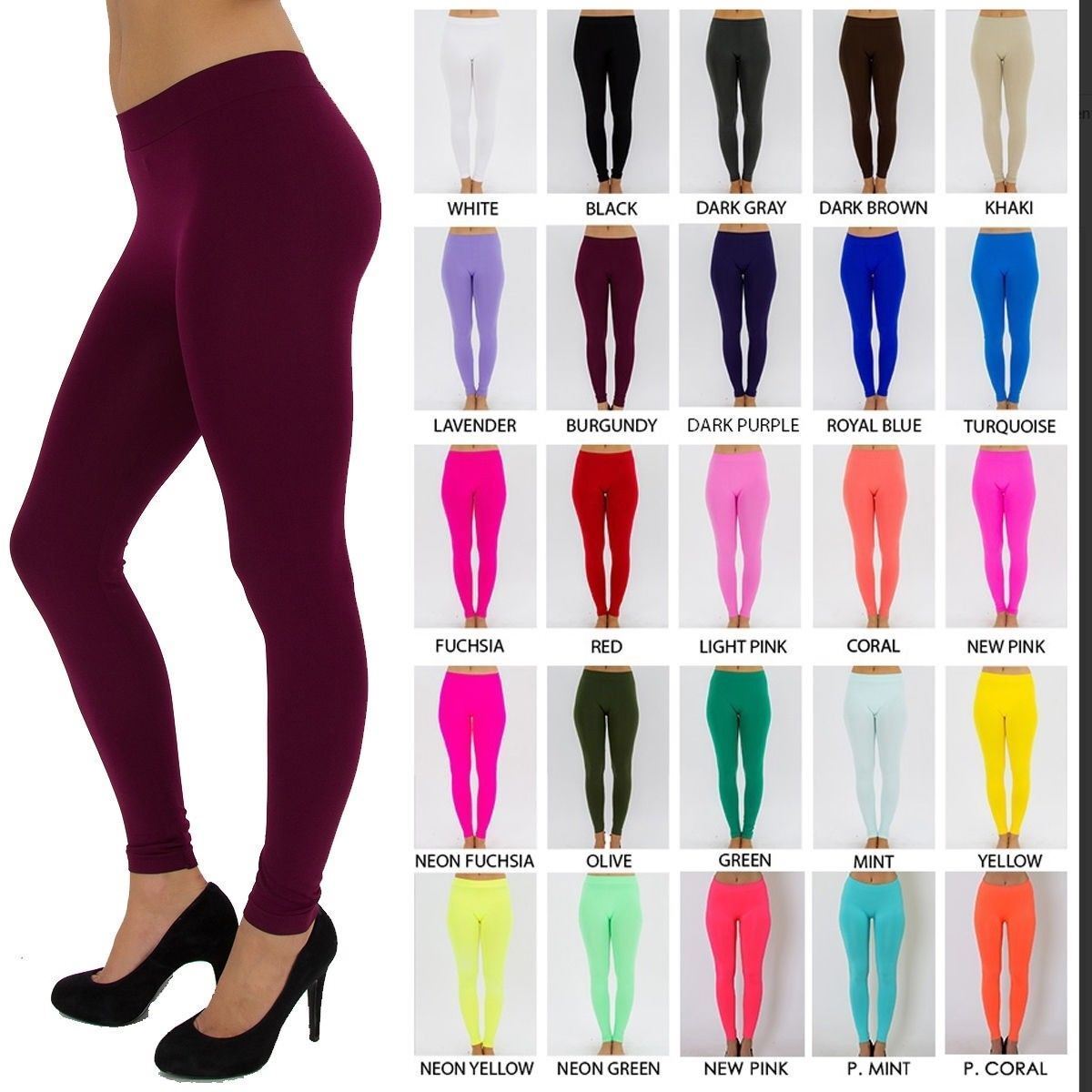Summer New Basic Solid Plain Long Leggings Gym Athletic Running Spandex