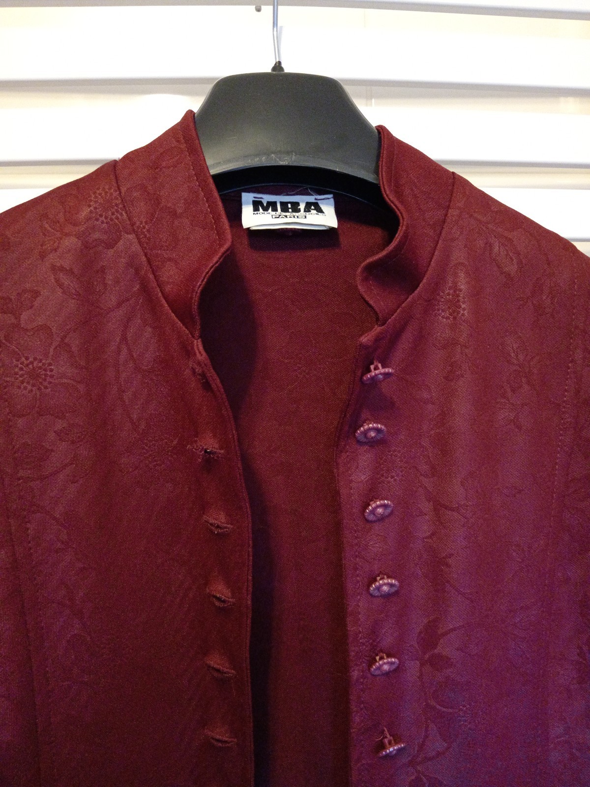 MBA Unikat Mode Bis Associes Paris Made in France burgundy vintage retro jacquar