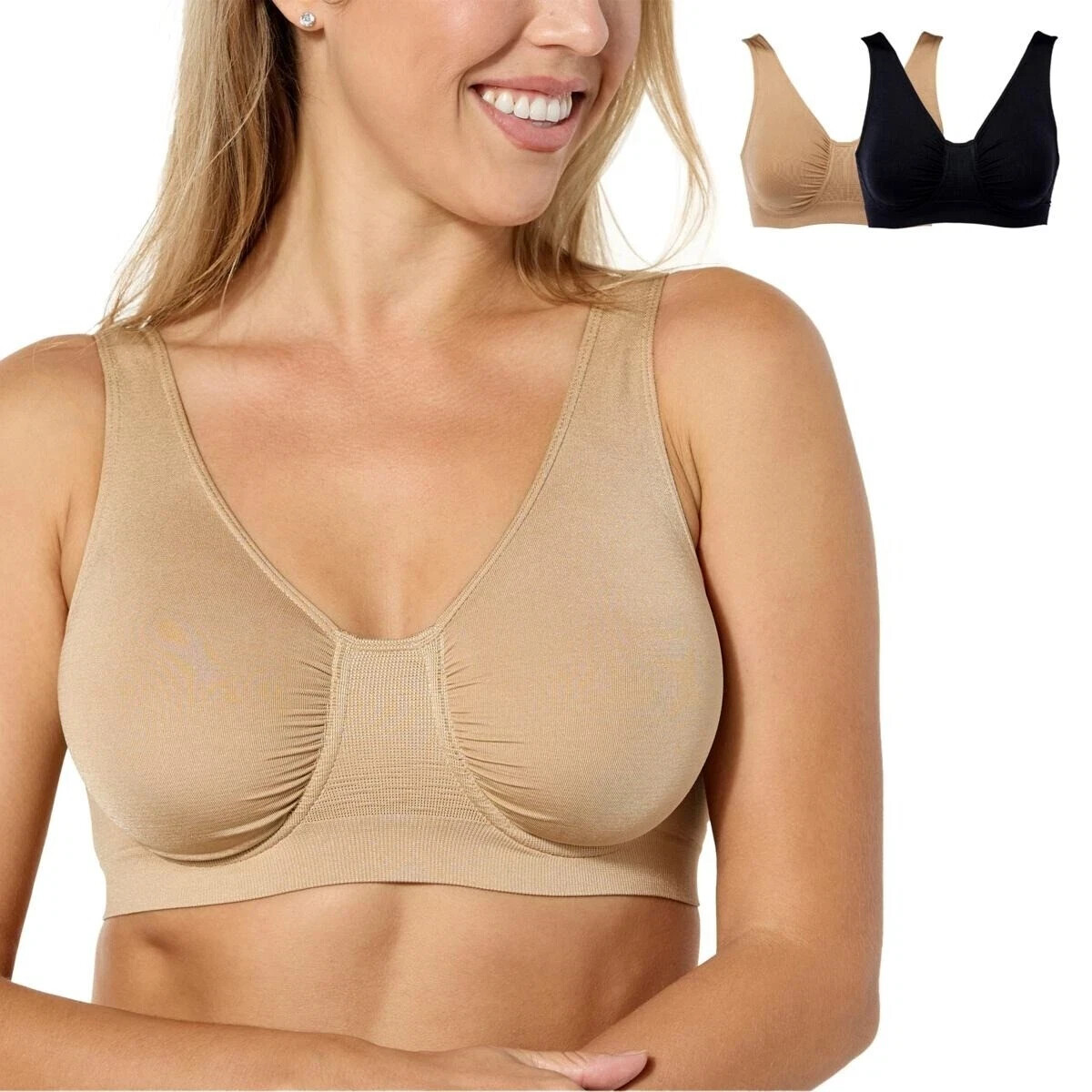 Rhonda Shear 2-pack Ahh Seamless Underwire Bra, Rhonda Shear Ahh Bra, XS, S