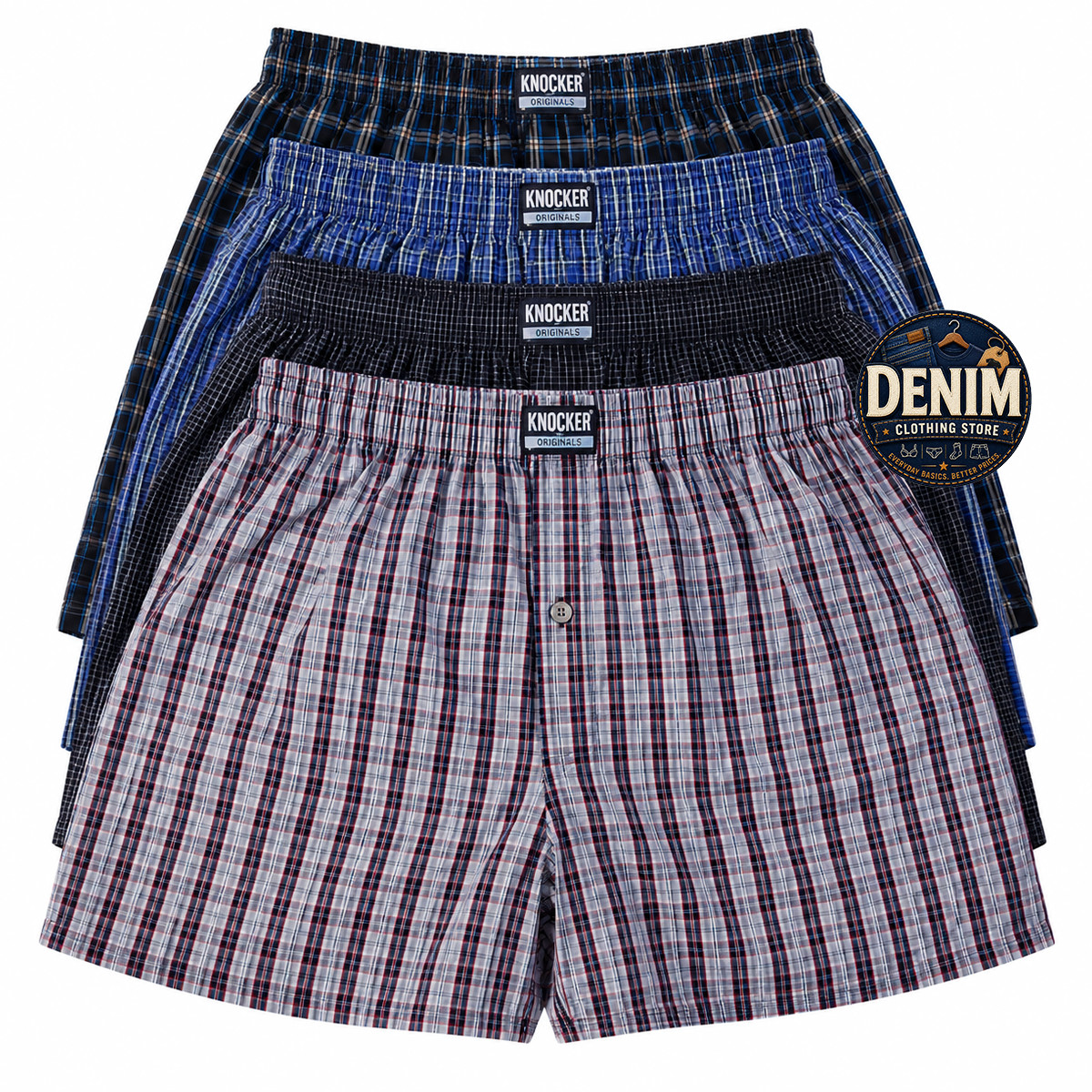 Lot 3 6 Men Knocker Boxer Trunk Plaid Shorts Underwear Lot Cotton Briefs S~3XL